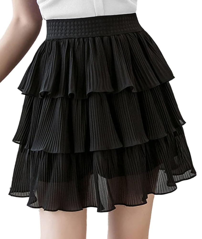 【AMOMENTO】 LAYERED SHIRRING SKIRT ブラック Organza Layered Skirt in Charcoal